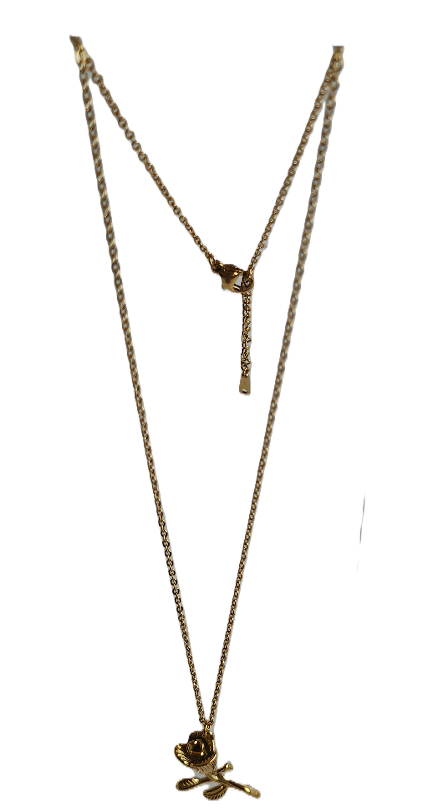 Anti Tarnish golden coloured chain with rose pendent