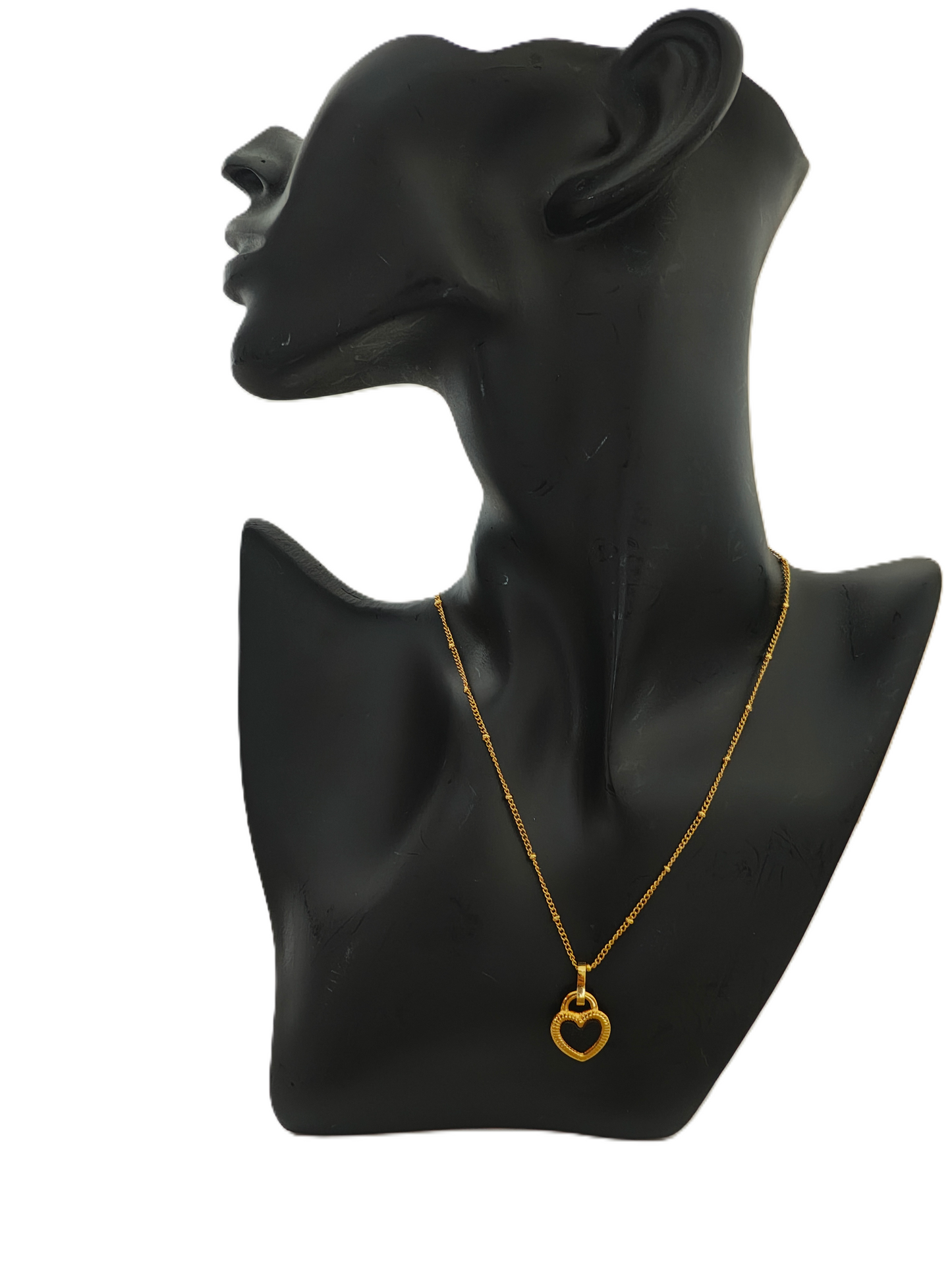 Anti tarnish golden coloured matar chain with black and white sided Heart pendant